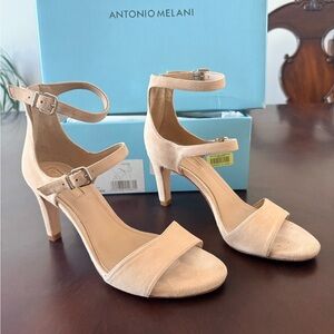 ANTONIO MELANI Tan Ankle Strap Heels